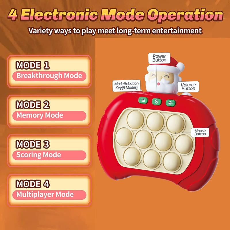 Christmas Santa Claus Pop Fidget Game Toys,Quick Push Pattern Electric Poping Bubble Squeeze Sensory Fidget Toys, Handheld Console Game Machine,Mini Games Sensory Toys for Xmas Birthday Gifts