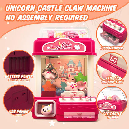 Skirfy Claw Machine Toy with Sound Light, Vending Machine Candy Grabber Prize Dispenser Toys, Unicorns Claw Machine Toys Electric Arcade Control,Birthday Toys Gift