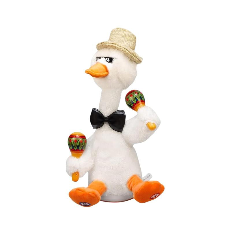 MIAODAM Talk Back Duck Toy, Electric Dancing Light up Rattles Toys, Recording & Repeating, Singing & Dancing, 60 Songs (Drum Dancing Duck)