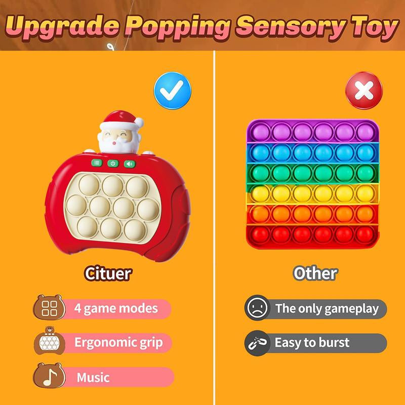 Christmas Santa Claus Pop Fidget Game Toys,Quick Push Pattern Electric Poping Bubble Squeeze Sensory Fidget Toys, Handheld Console Game Machine,Mini Games Sensory Toys for Xmas Birthday Gifts