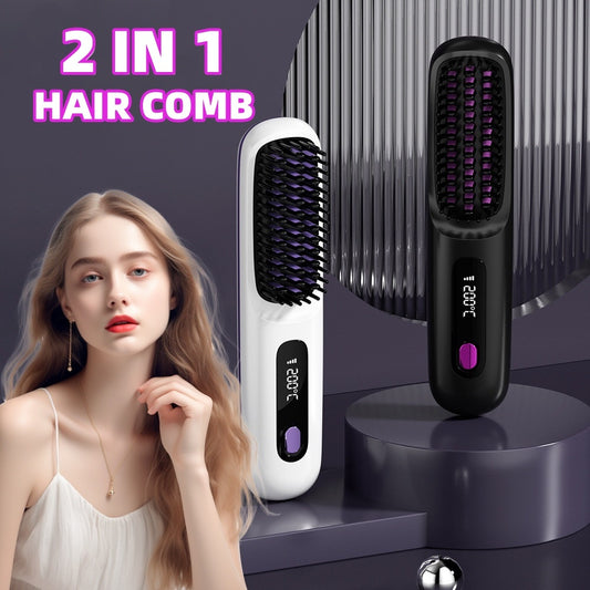 2 In 1 Straight Wireless Hair Comb